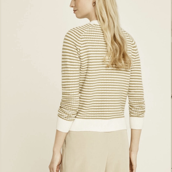 Cashmere Stitch Striped Crew Sweater -Brand New -NEVER WORN -Ivory/Fennel Stripe - Picture 2 of 9